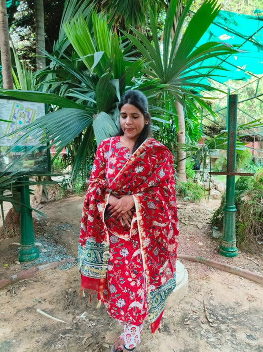 Stitched Chanderi Slik Dupta Suit Set