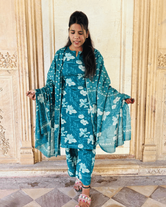 Stitched Cotton Dupta Suit Set